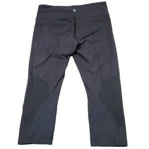Lululemon Black Crop Leggings 21" Mesh Back Size 8